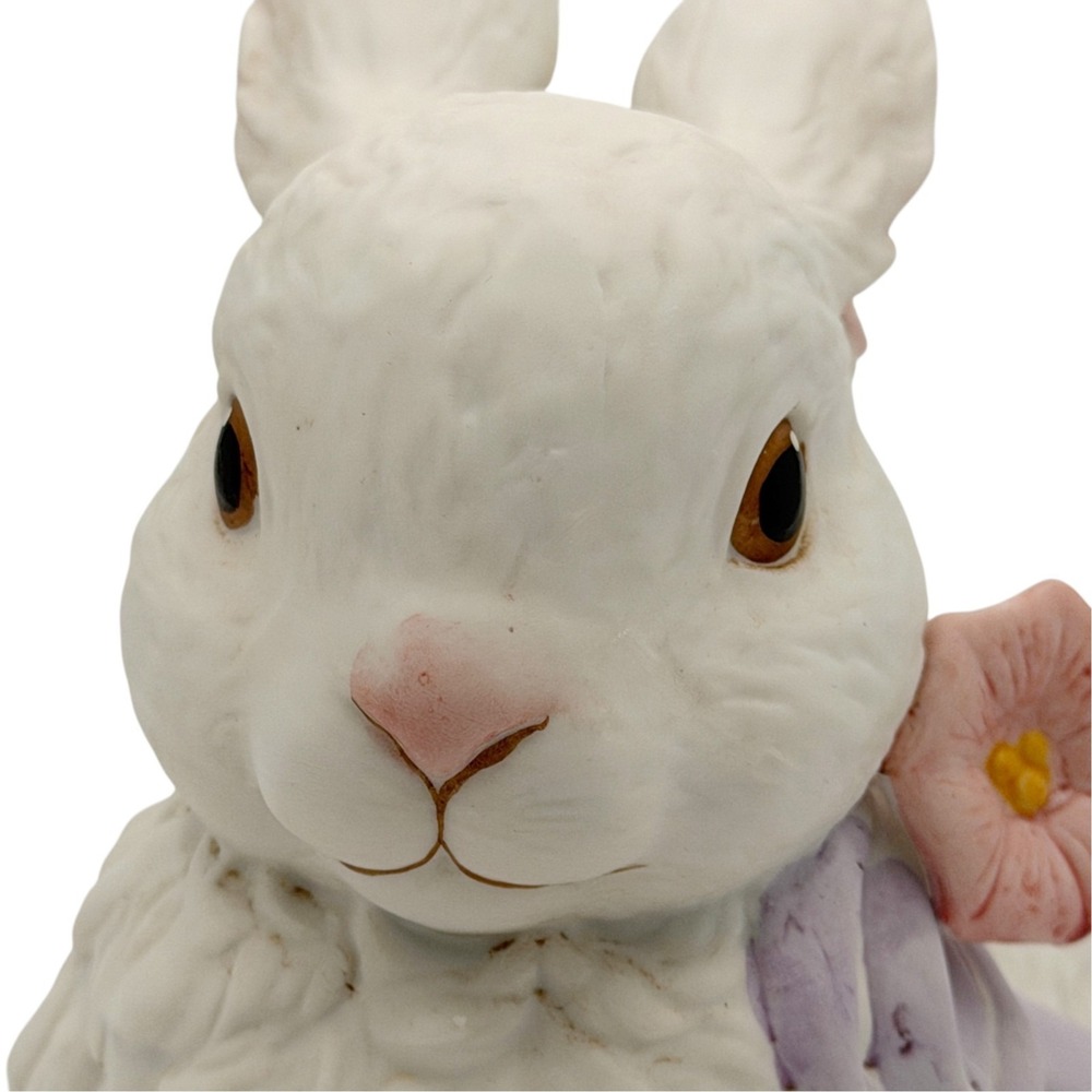 VTG Easter Bunny Music Box Enesco Rabbit Figurine Spring Decor Cottagecore Works - Picture 8 of 16